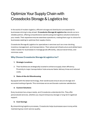 optimize your supply chain with crossdocks