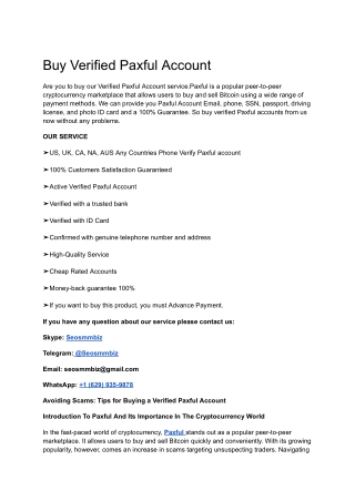 From Seosmmbiz.com buy Verified Paxful Account