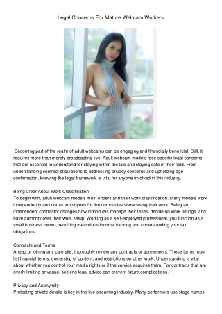 legal concerns for mature webcam workers