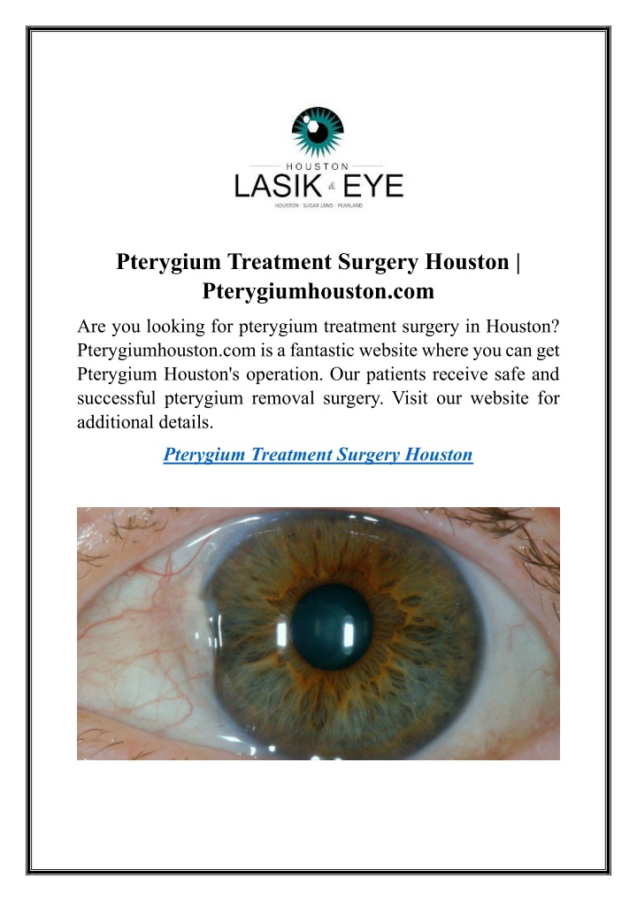 pterygium treatment surgery houston