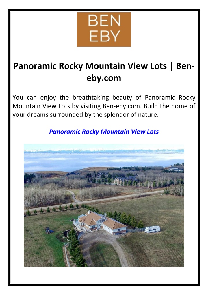 panoramic rocky mountain view lots ben eby com