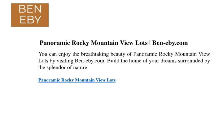 panoramic rocky mountain view lots ben eby com