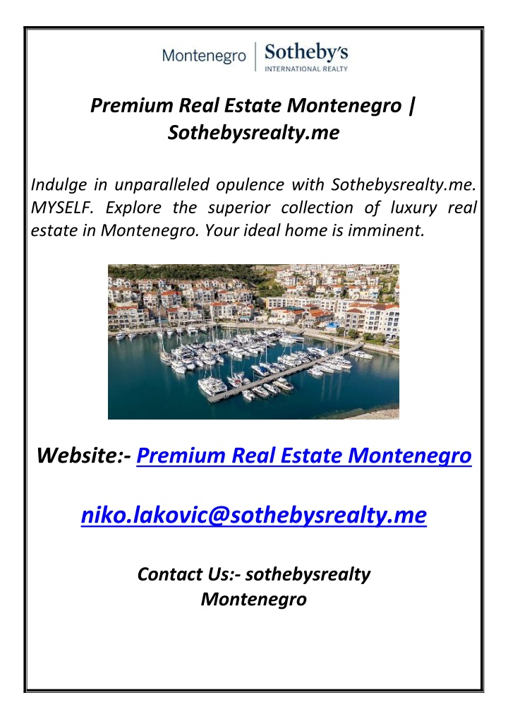 premium real estate montenegro sothebysrealty me