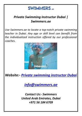 Private Swimming Instructor Dubai | Swimmers.ae