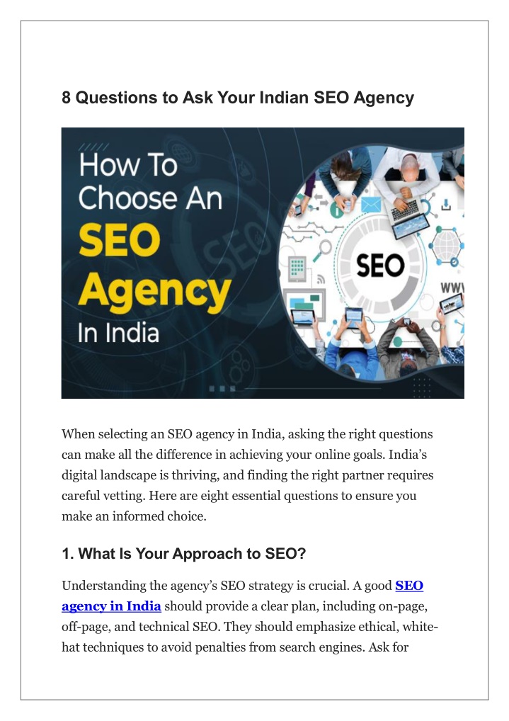 8 questions to ask your indian seo agency