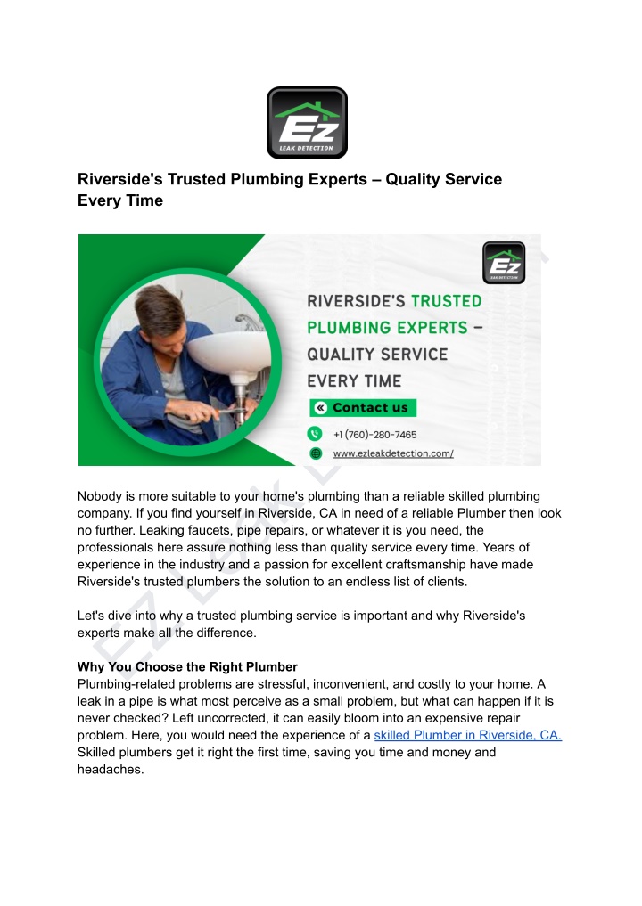 riverside s trusted plumbing experts quality