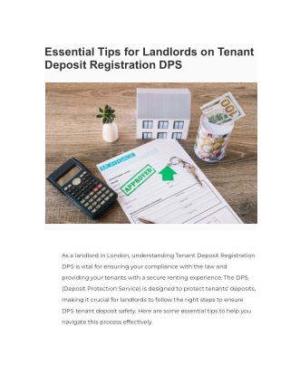 Essential Tips for Landlords on Tenant Deposit Registration DPSfrom Estate Agents Beckton