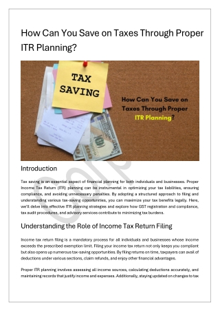 how can you save on taxes through proper