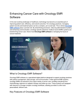 Enhancing Cancer Care with Oncology EMR Software