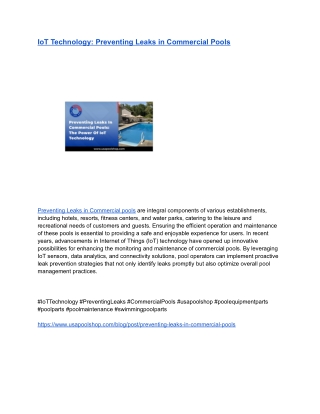 IoT Technology_ Preventing Leaks in Commercial Pools