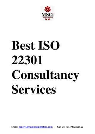 Best ISO 22301 Consultancy Services