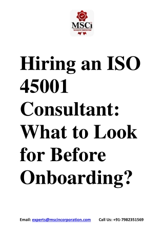 Hiring an ISO 45001 Consultant