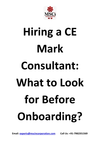 Hiring a CE Mark Consultant