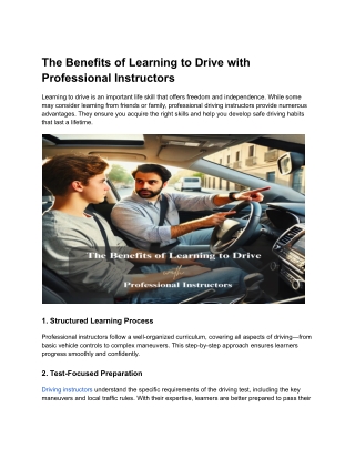 The Benefits of Learning to Drive with Professional Instructors