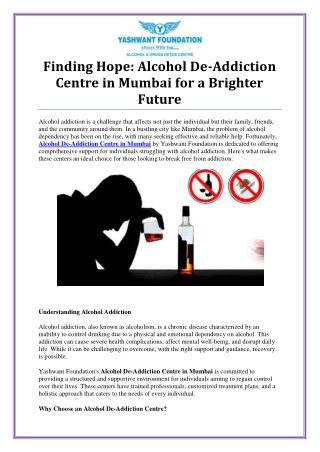 Leading Alcohol De Addiction Centre In Mumbai: Your Path to Recovery