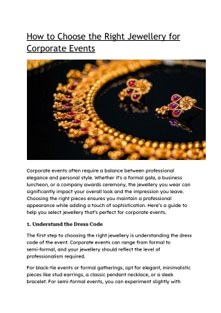 How to Choose the Right Jewellery for Corporate Events