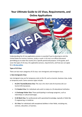 Your Ultimate Guide to US Visas, Requirements, and Online Applications