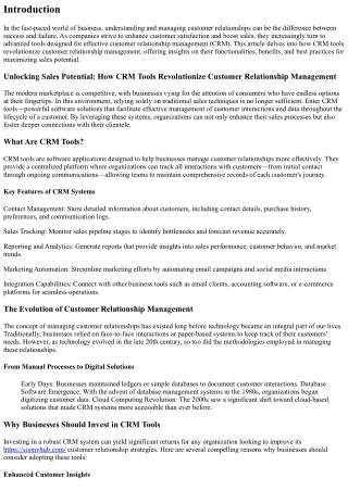 Unlocking Sales Potential: How CRM Tools Revolutionize Customer Relationship Man