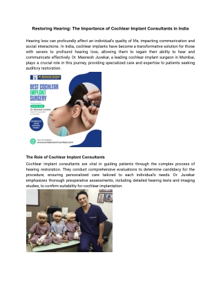 Restoring Hearing_ The Importance of Cochlear Implant Consultants in India