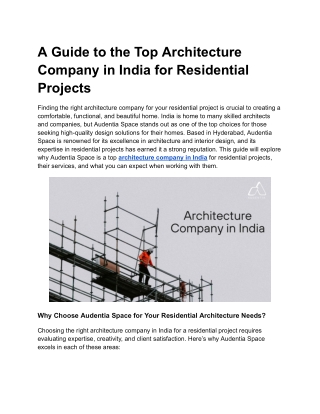 a guide to the top architecture company in india