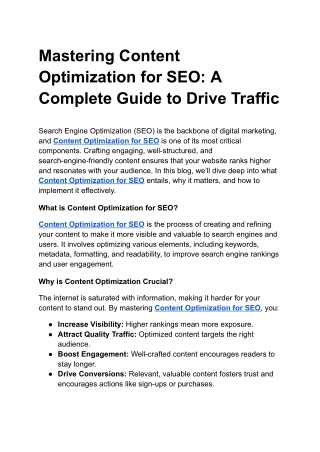mastering content optimization for seo a complete