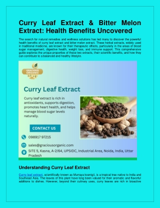 Curry Leaf Extract & Bitter Melon Extract: Health Benefits Uncovered