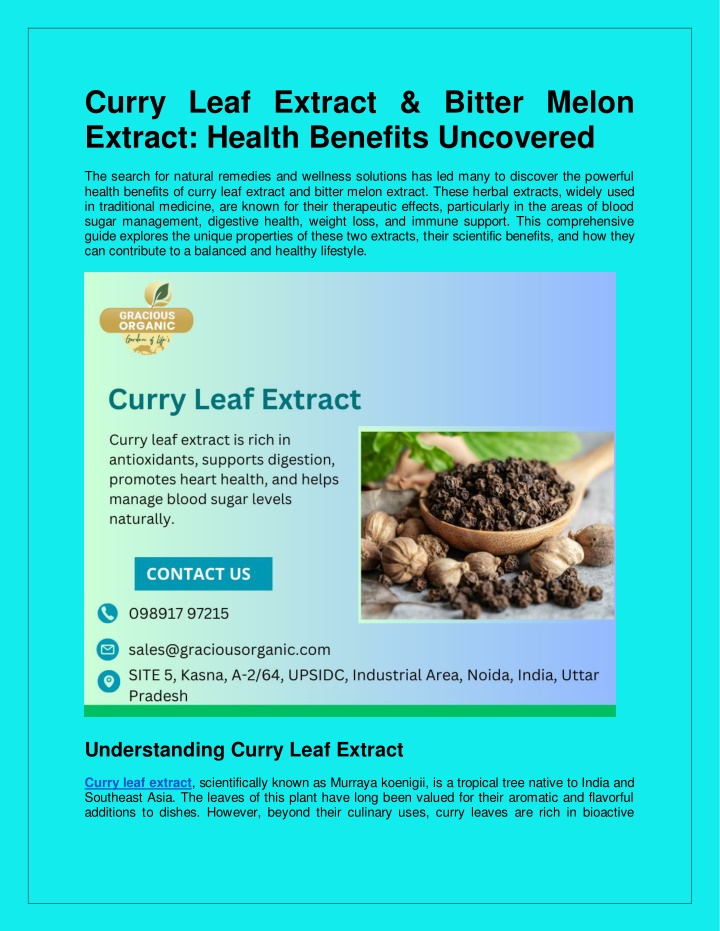 curry leaf extract bitter melon extract health