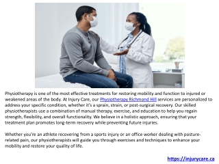 Injury Care Services: Physiotherapy-Pain Treatment-Acupuncture Richmond Hill-(1)