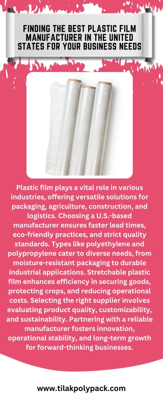 Finding the Best Plastic Film Manufacturer in the United States for Your Business Needs