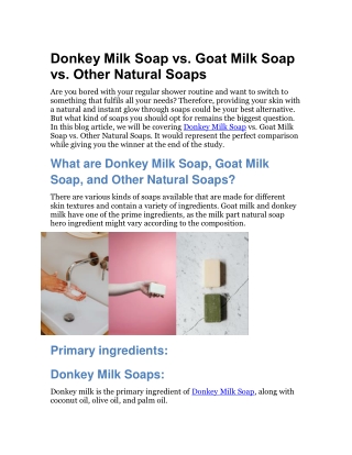 Benefits of Donkey Milk Soap for Your Skin