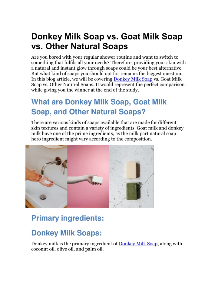 donkey milk soap vs goat milk soap vs other