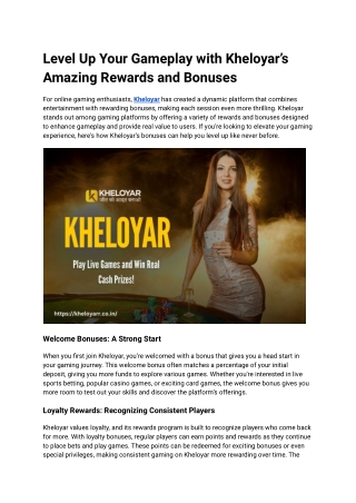 Level Up Your Gameplay with Kheloyar’s Amazing Rewards and Bonuses