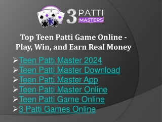 Top Teen Patti Game Online - Play, Win, and Earn Real Money