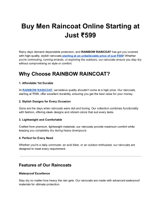 Buy Men Raincoat Online Starting at Just ₹599