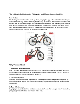 the ultimate guide to alter e bicycles and motor