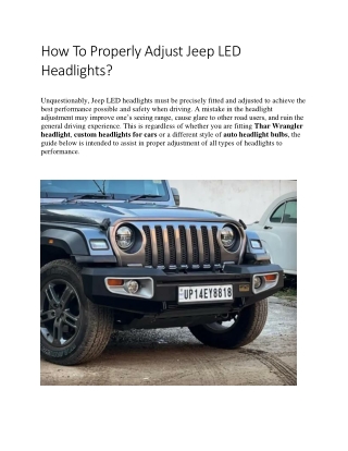 How To Properly Adjust Jeep LED Headlights