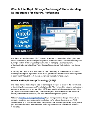 What Is Intel Rapid Storage Technology_ Understanding Its Importance for Your PC Performanc