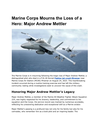 marine corps mourns the loss of a hero major