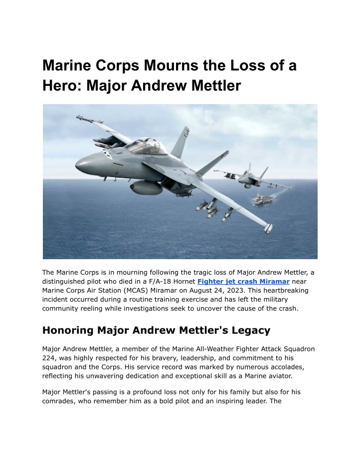 marine corps mourns the loss of a hero major