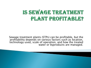 Is sewage treatment plant profitable PPT