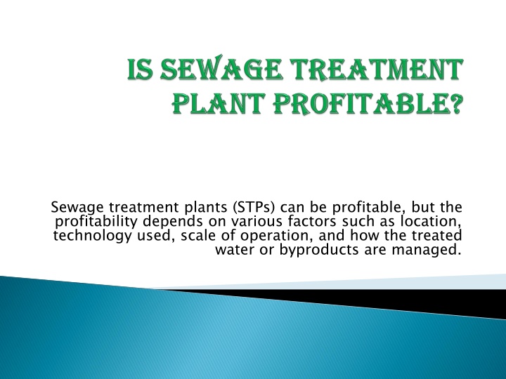 is sewage treatment plant profitable