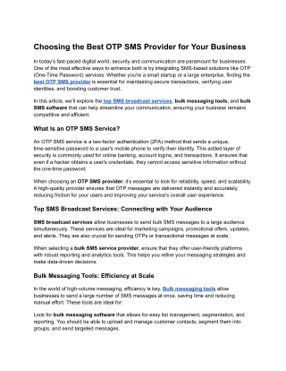 Choosing the Best OTP SMS Provider for Your Business