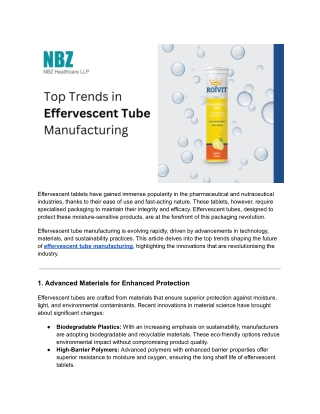 Top Trends in Effervescent Tube Manufacturing- Innovations Shaping the Future