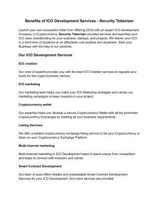 benefits of ico development services security