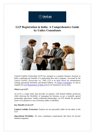 LLP Registration in India: Expert Assistance with Unilex Consultants