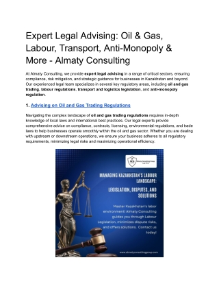 Expert Legal Advising_ Oil & Gas, Labour, Transport, Anti-Monopoly & More - Almaty Consulting
