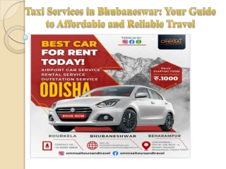 Taxi Services in Bhubaneswar Your Guide to Affordable and Reliable Travel