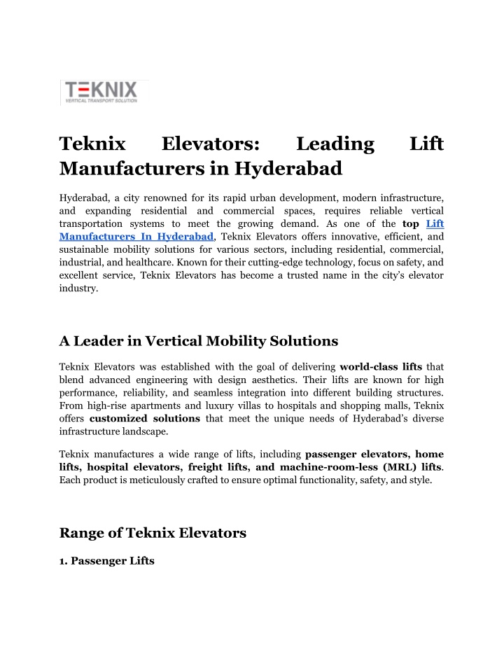 teknix manufacturers in hyderabad