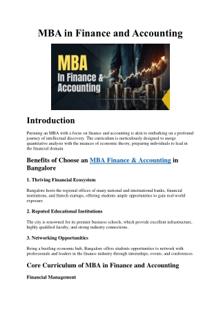 MBA in Finance and Accounting