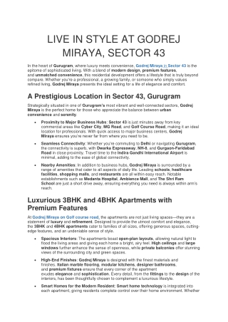 live in style at godrej miraya sector 43